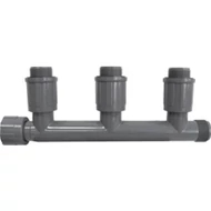 Rain Bird PVC szelepakna elosztó - T elágazás 3 db hollandival 1" bm x 3 kimenet 1" km x 1" km