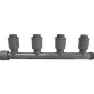 Rain Bird PVC szelepakna elosztó - T elágazás 4 db hollandival 1" bm x 4 kimenet 1" km x 1" km